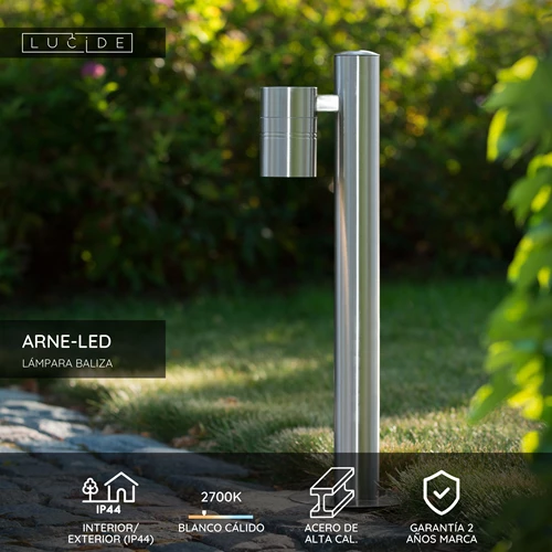Lucide ARNE-LED - Lámpara baliza - Ø 6,3 cm - LED - GU10 - 1x5W 2700K - IP44 - Cromo mate - USP
